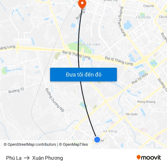 Phú La to Xuân Phương map