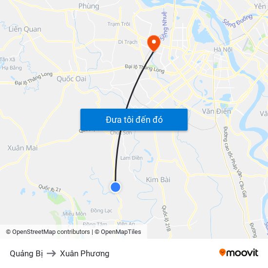 Quảng Bị to Xuân Phương map