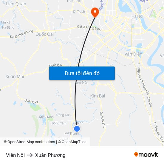 Viên Nội to Xuân Phương map