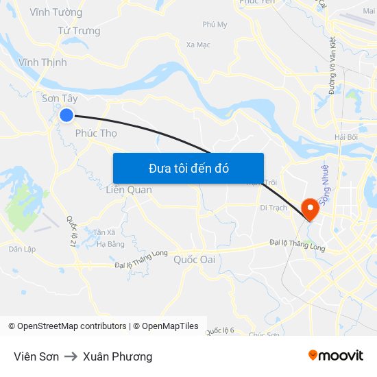 Viên Sơn to Xuân Phương map