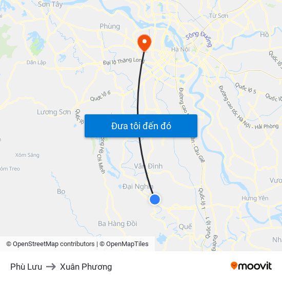 Phù Lưu to Xuân Phương map