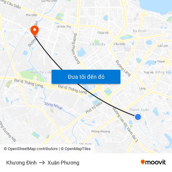 Khương Đình to Xuân Phương map