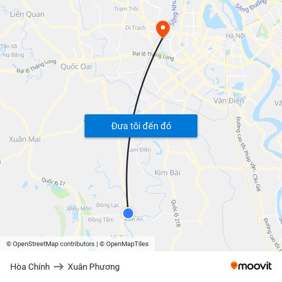Hòa Chính to Xuân Phương map