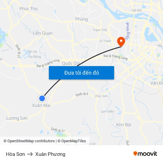 Hòa Sơn to Xuân Phương map