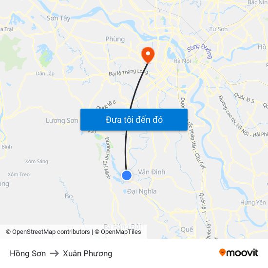 Hồng Sơn to Xuân Phương map