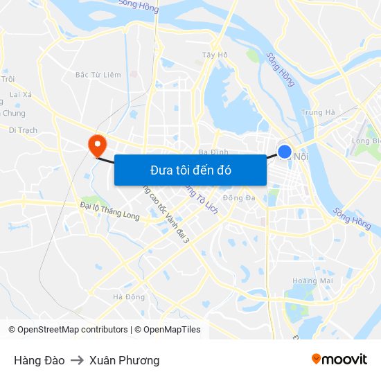 Hàng Đào to Xuân Phương map