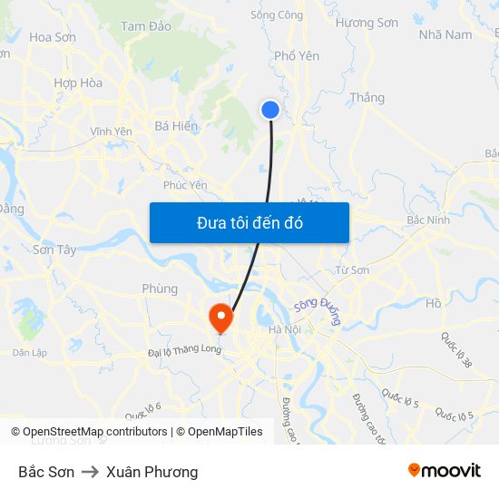 Bắc Sơn to Xuân Phương map