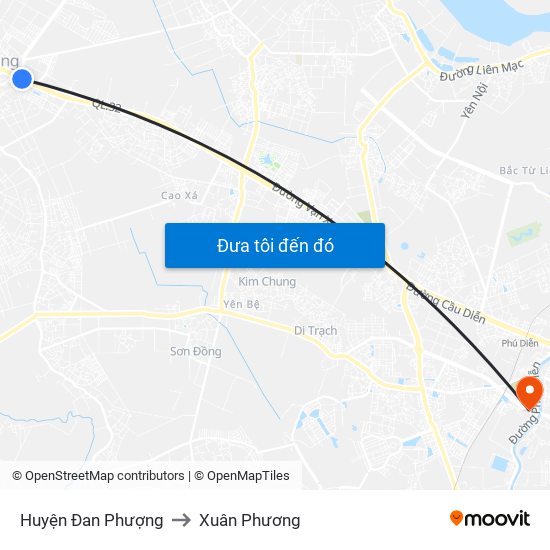 Huyện Đan Phượng to Xuân Phương map