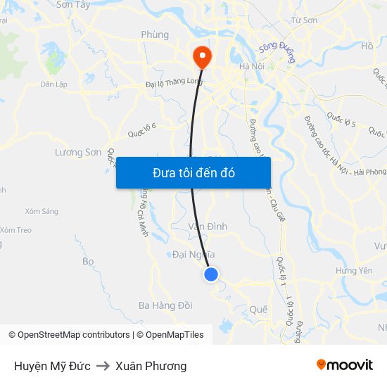 Huyện Mỹ Đức to Xuân Phương map