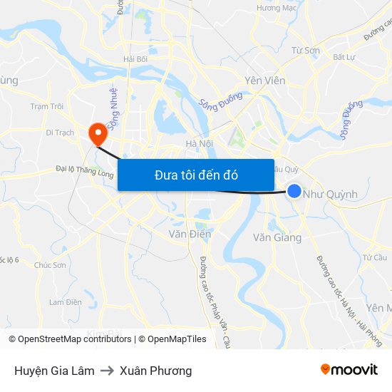 Huyện Gia Lâm to Xuân Phương map