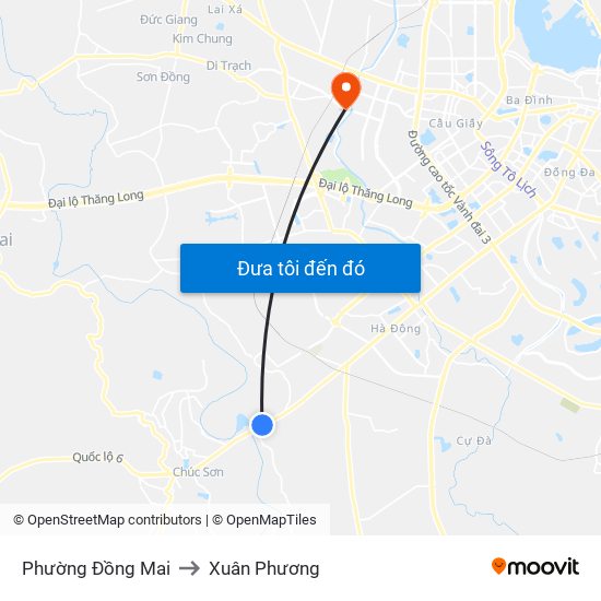 Phường Đồng Mai to Xuân Phương map
