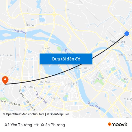 Xã Yên Thường to Xuân Phương map