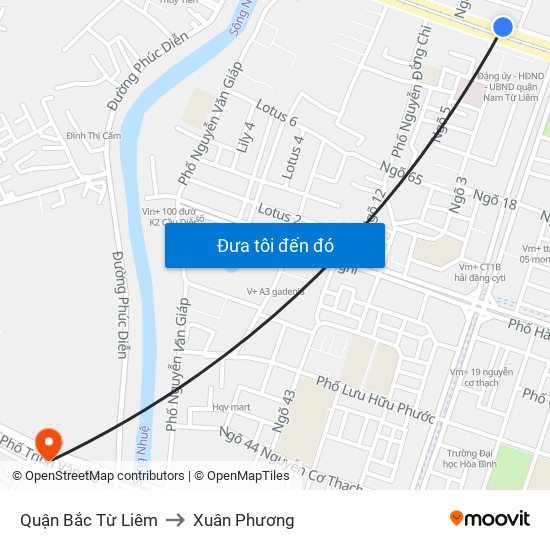 Quận Bắc Từ Liêm to Xuân Phương map