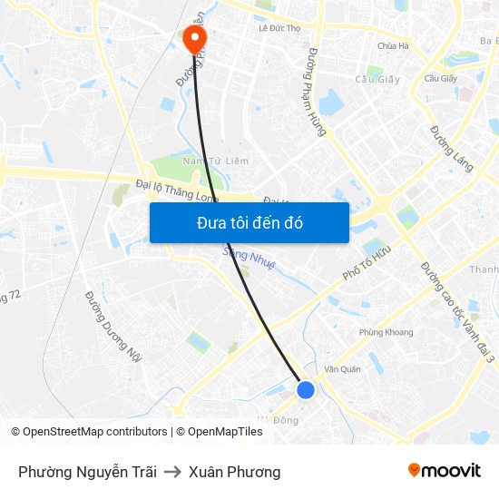 Phường Nguyễn Trãi to Xuân Phương map