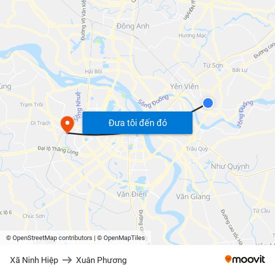 Xã Ninh Hiệp to Xuân Phương map