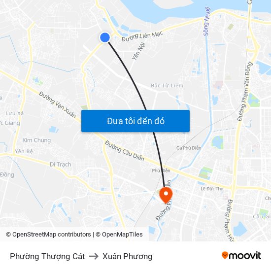 Phường Thượng Cát to Xuân Phương map