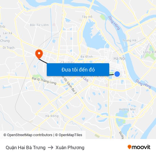Quận Hai Bà Trưng to Xuân Phương map