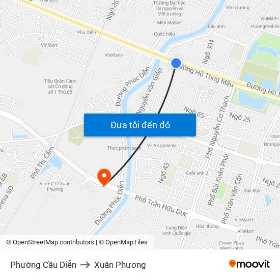 Phường Cầu Diễn to Xuân Phương map