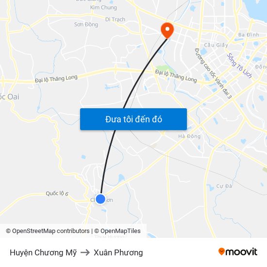 Huyện Chương Mỹ to Xuân Phương map