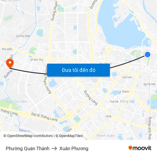 Phường Quán Thánh to Xuân Phương map