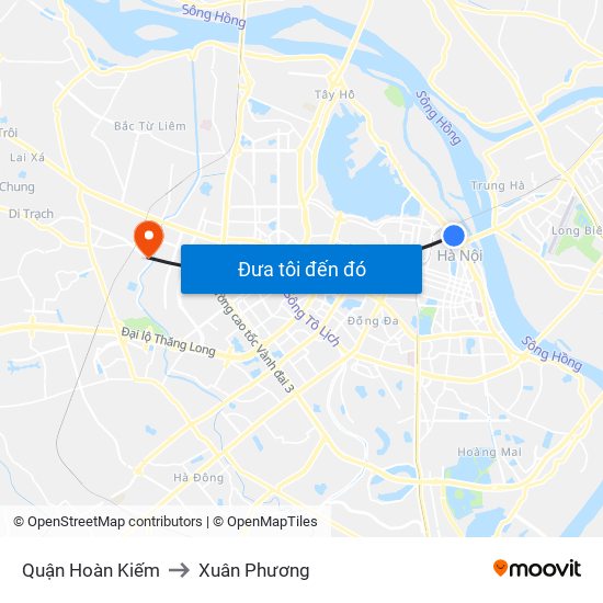 Quận Hoàn Kiếm to Xuân Phương map