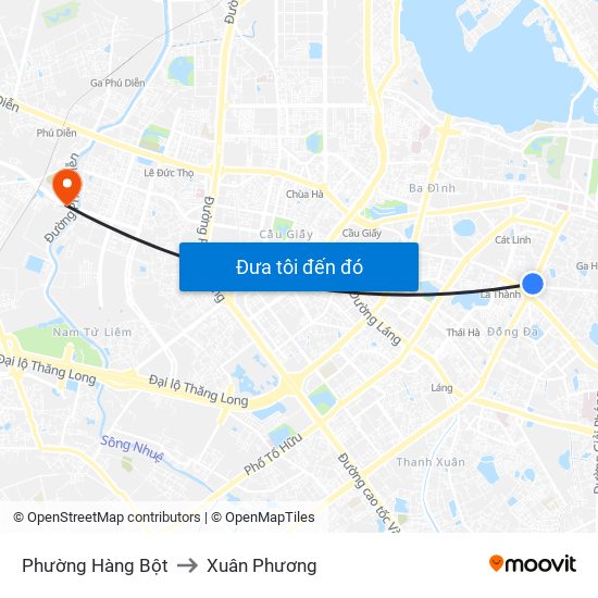 Phường Hàng Bột to Xuân Phương map