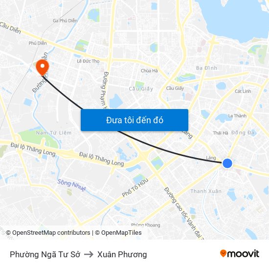 Phường Ngã Tư Sở to Xuân Phương map