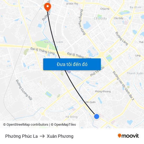 Phường Phúc La to Xuân Phương map