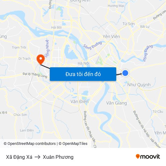 Xã Đặng Xá to Xuân Phương map