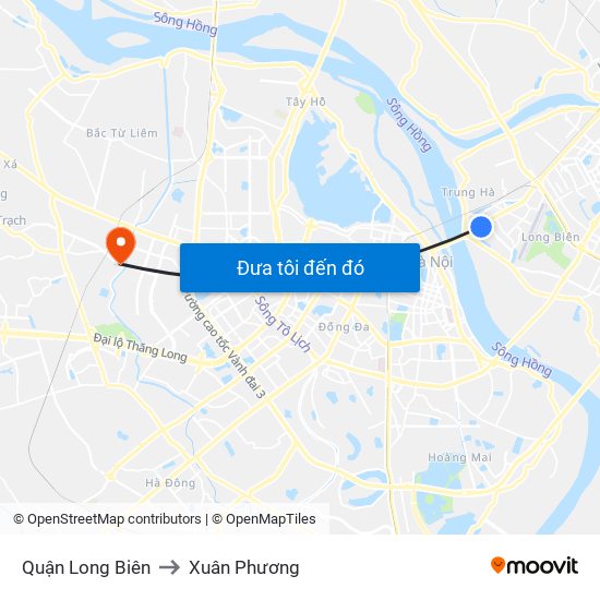Quận Long Biên to Xuân Phương map