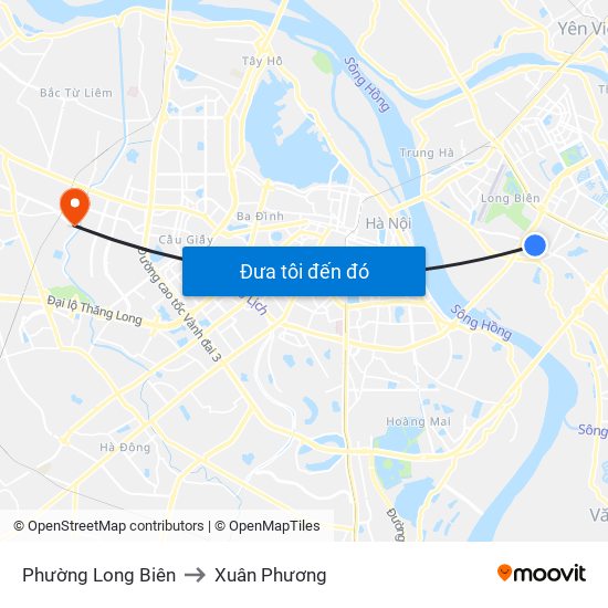 Phường Long Biên to Xuân Phương map