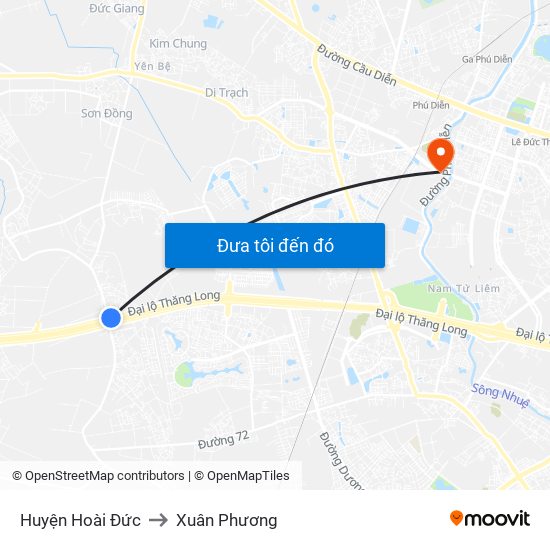 Huyện Hoài Đức to Xuân Phương map