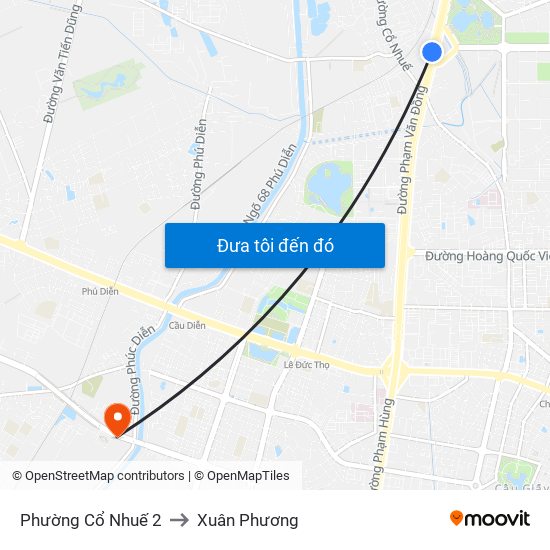 Phường Cổ Nhuế 2 to Xuân Phương map