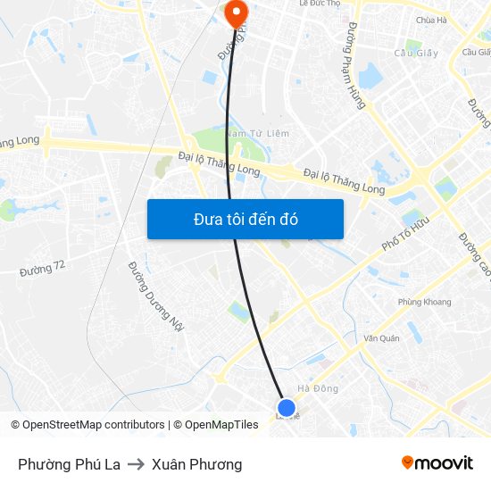 Phường Phú La to Xuân Phương map