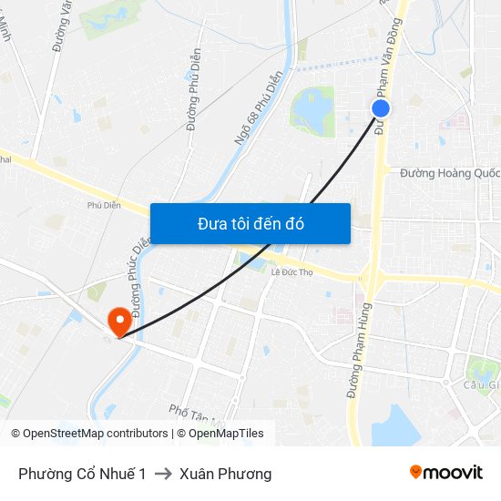 Phường Cổ Nhuế 1 to Xuân Phương map