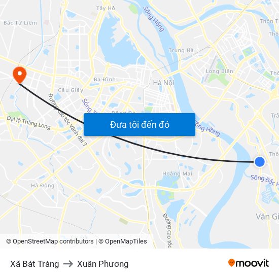 Xã Bát Tràng to Xuân Phương map