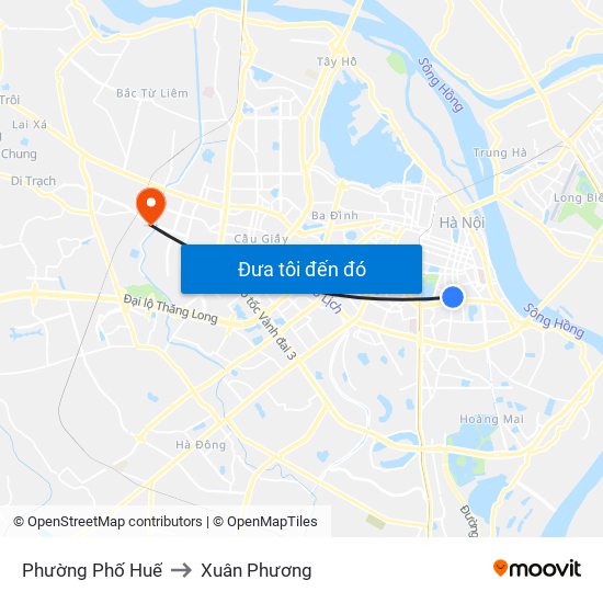 Phường Phố Huế to Xuân Phương map