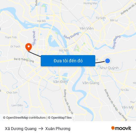 Xã Dương Quang to Xuân Phương map