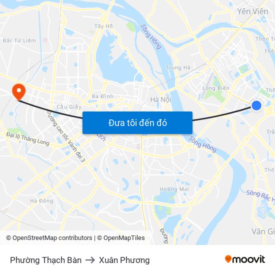 Phường Thạch Bàn to Xuân Phương map