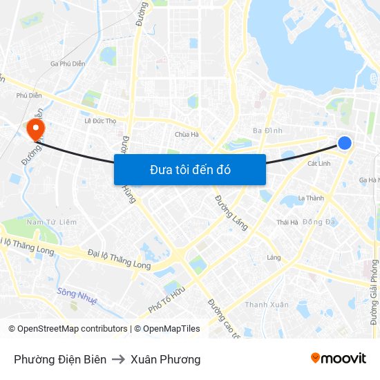 Phường Điện Biên to Xuân Phương map