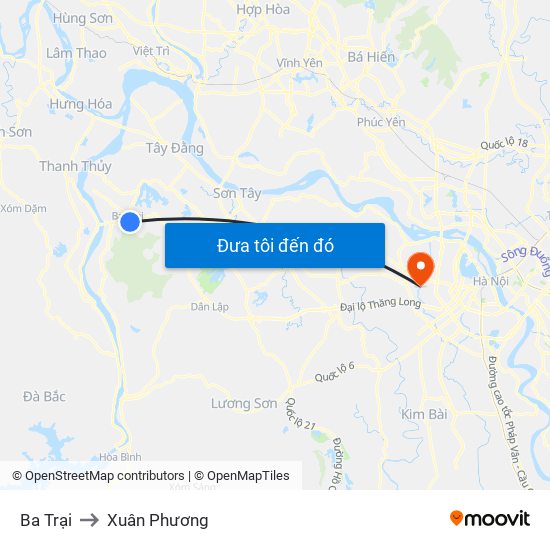 Ba Trại to Xuân Phương map