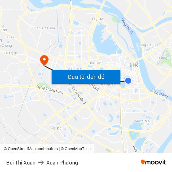Bùi Thị Xuân to Xuân Phương map