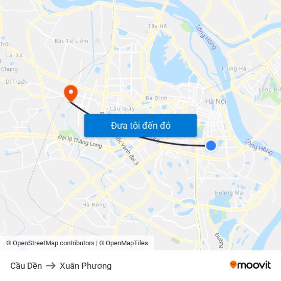 Cầu Dền to Xuân Phương map