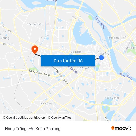 Hàng Trống to Xuân Phương map