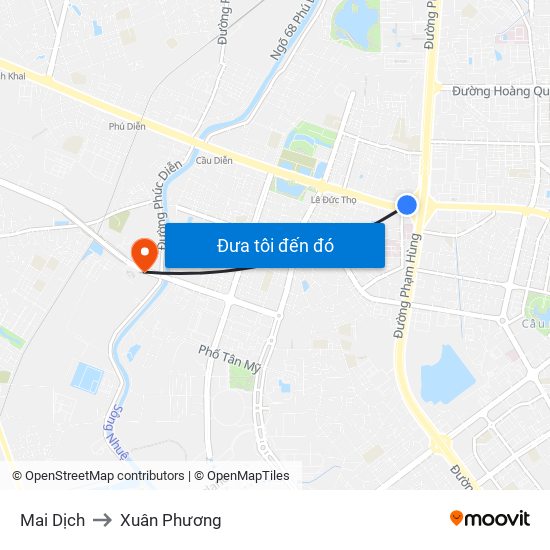 Mai Dịch to Xuân Phương map