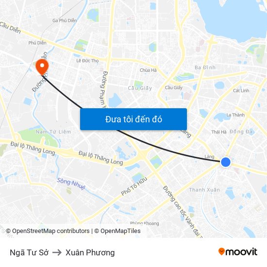 Ngã Tư Sở to Xuân Phương map