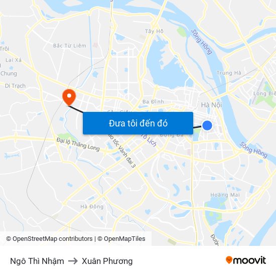 Ngô Thì Nhậm to Xuân Phương map