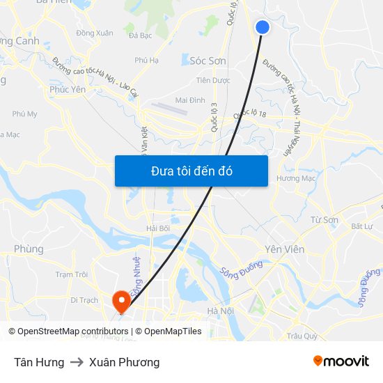 Tân Hưng to Xuân Phương map