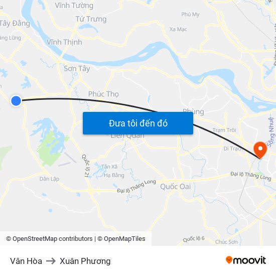 Vân Hòa to Xuân Phương map