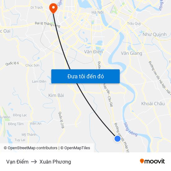 Vạn Điểm to Xuân Phương map